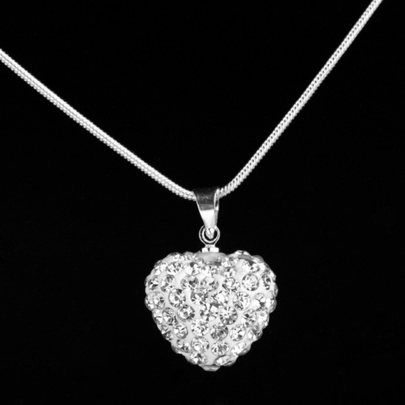White 925 Sterling Silver Bubble Heart Necklace - Picture 1 of 4